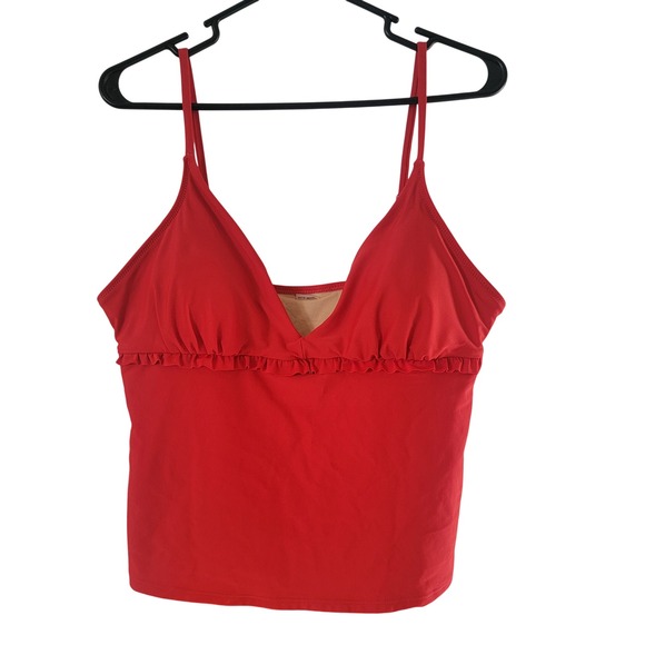 Old Navy Swim Tankini Top Ruffle Trim V Neck Red Swimsuit XL‎ - Picture 1 of 5